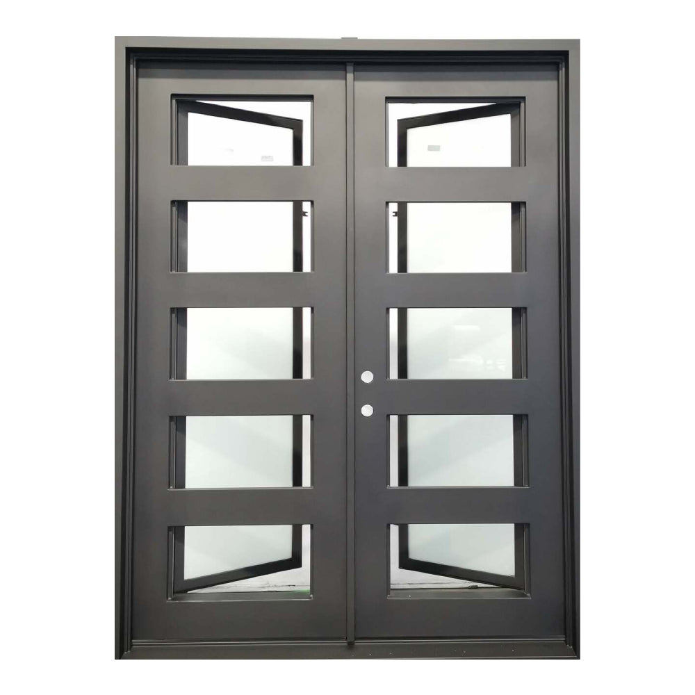 6 ft. x 8 ft. Exterior 5 Lite Wrought Iron Prehung Door