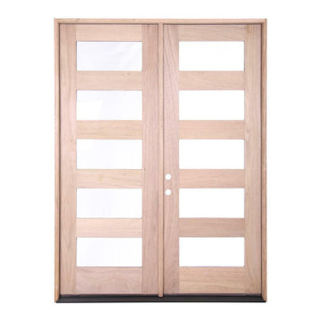6 ft. x 8 ft. Exterior Mahogany Prehung Double Door with 5 Lites