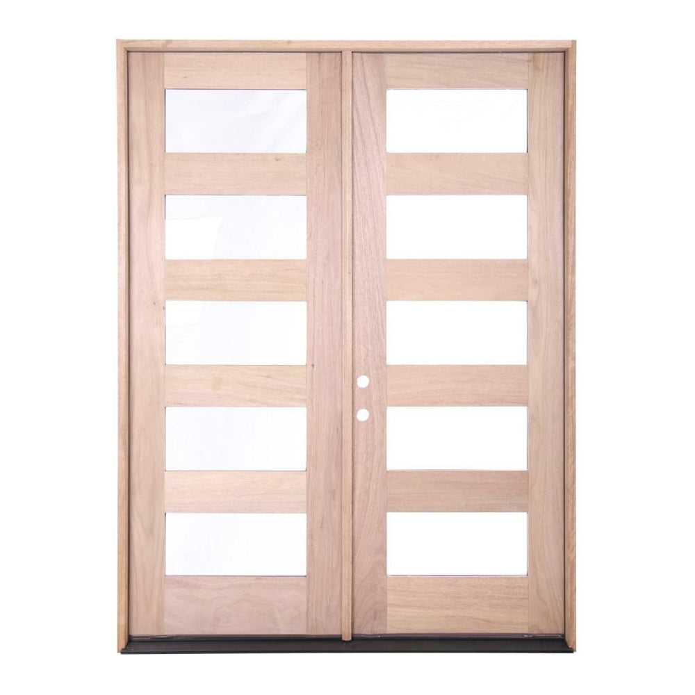 6 ft. x 8 ft. Exterior Mahogany Prehung Double Door with 5 Lites