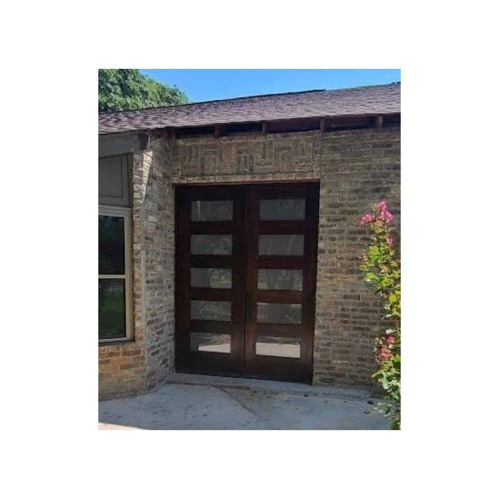 6 ft. x 8 ft. Exterior Mahogany Prehung Double Door with 5 Lites