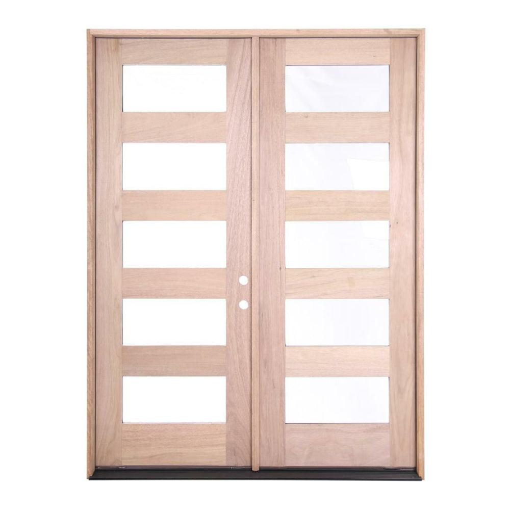 6 ft. x 8 ft. Exterior Mahogany Prehung Double Door with 5 Lites