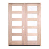 6 ft. x 8 ft. Exterior Mahogany Prehung Double Door with 5 Lites