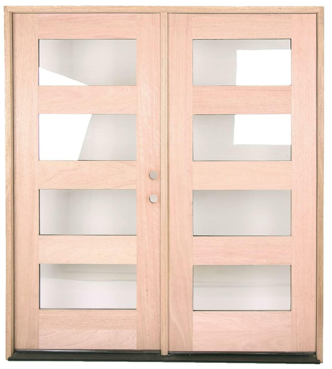 6 ft. x 6 ft. 8 in. Exterior Mahogany Prehung Double 4 Lite Door