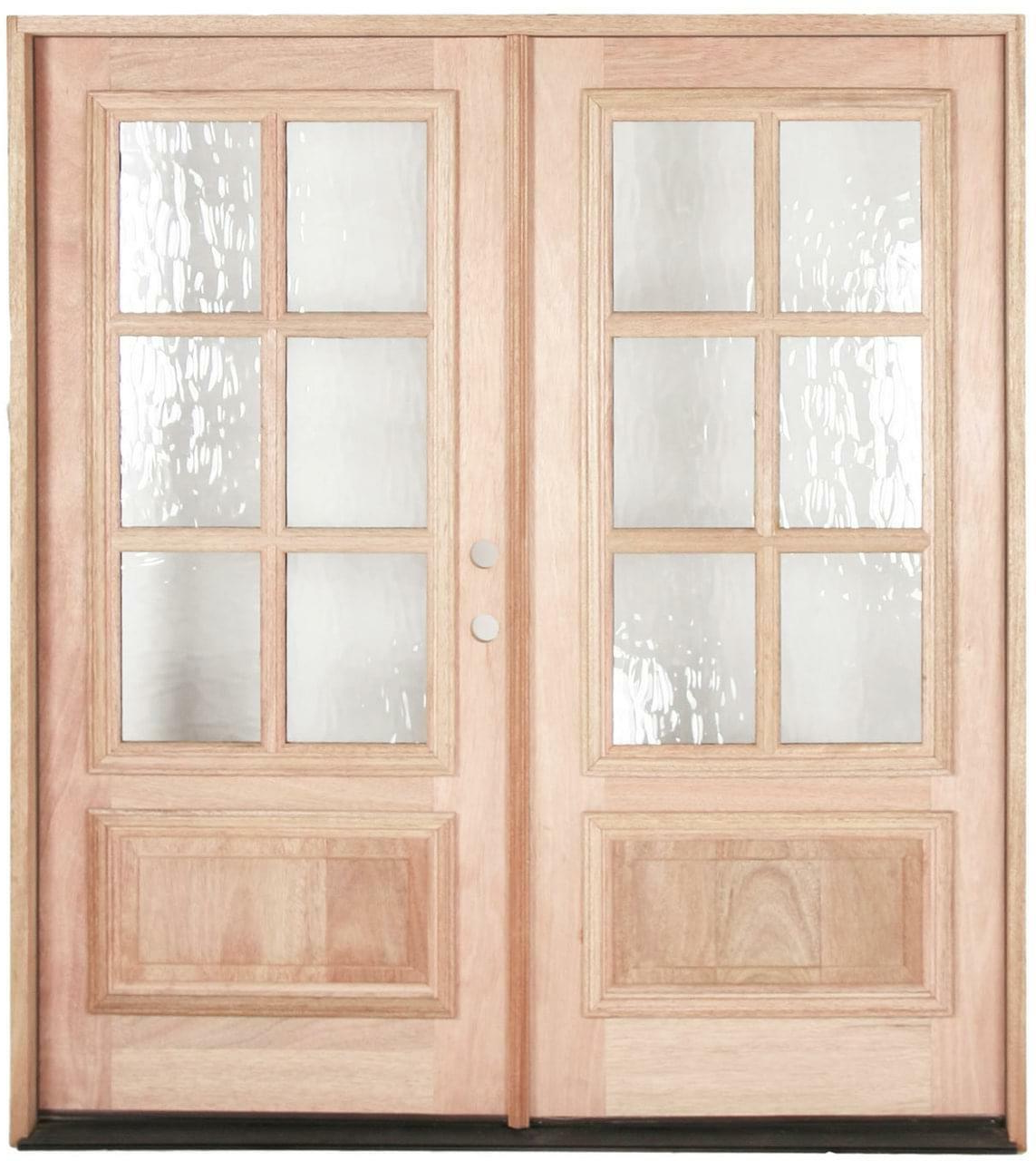 6 ft. x 6 ft. 8 in. Mahogany Prehung Front Double Door 6 Lite
