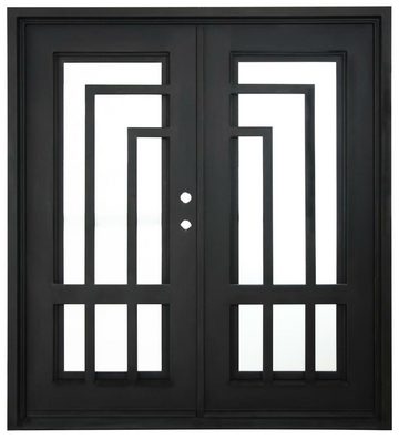 Oslo 6 ft. x 6 ft. 8 in. Exterior Wrought Iron Prehung Double Door
