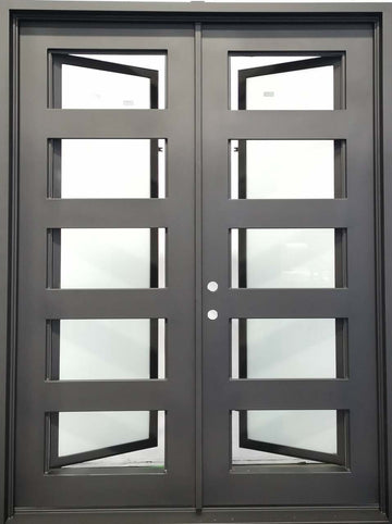 6 ft. x 8 ft. Exterior 5 Lite Wrought Iron Prehung Door