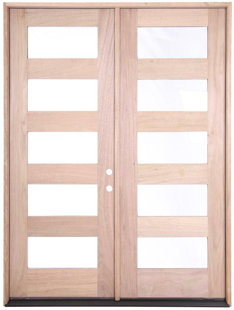 6 ft. x 8 ft. Exterior Mahogany Prehung Double Door with 5 Lites