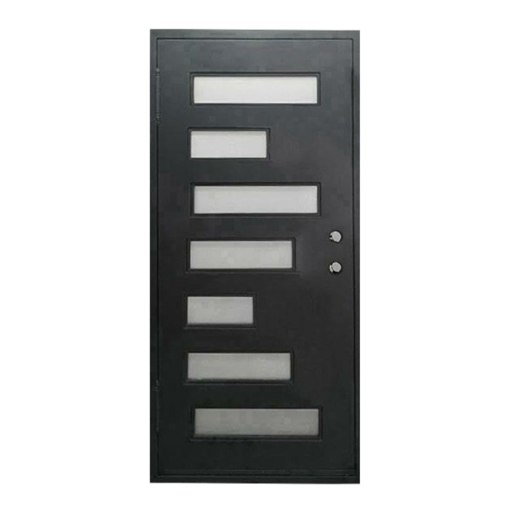 Puerta de entrada precolgada de hierro forjado de 7 pies x 6 pies 8 pulgadas