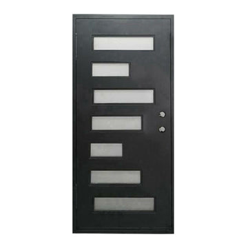 Puerta de entrada precolgada de hierro forjado de 7 pies x 6 pies 8 pulgadas