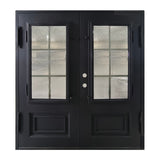 Puerta de entrada precolgada de hierro forjado de 6 paneles de 6 pies x 6 pies 8 pulgadas
