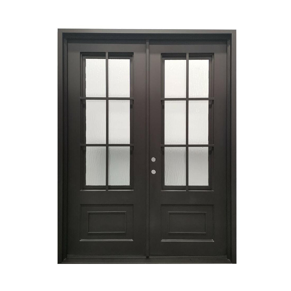 6ft. x 8ft. 6 Lite Double Wrought Iron Door