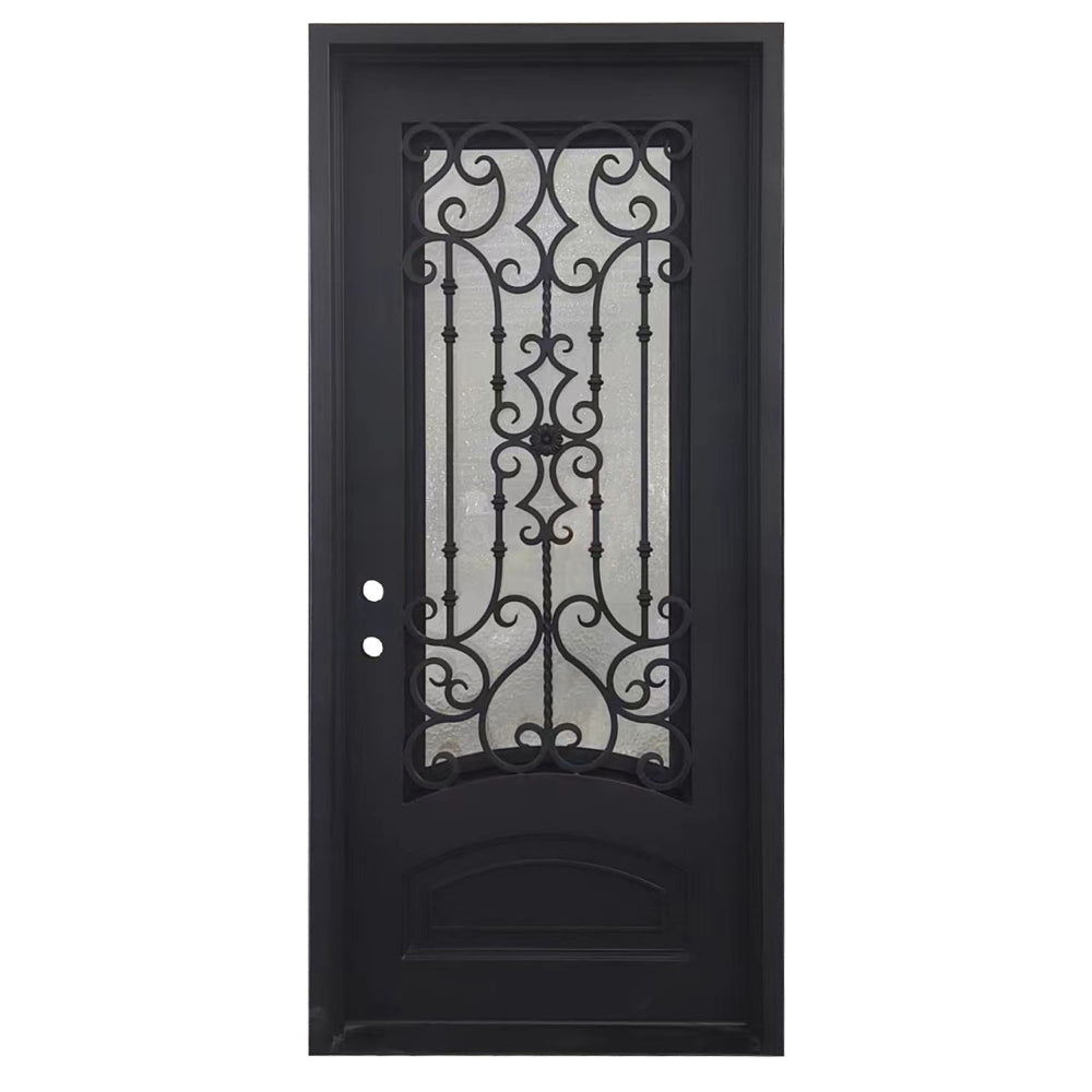 Puerta exterior de hierro forjado cuadrada Audrey de 3/6 x 8/0
