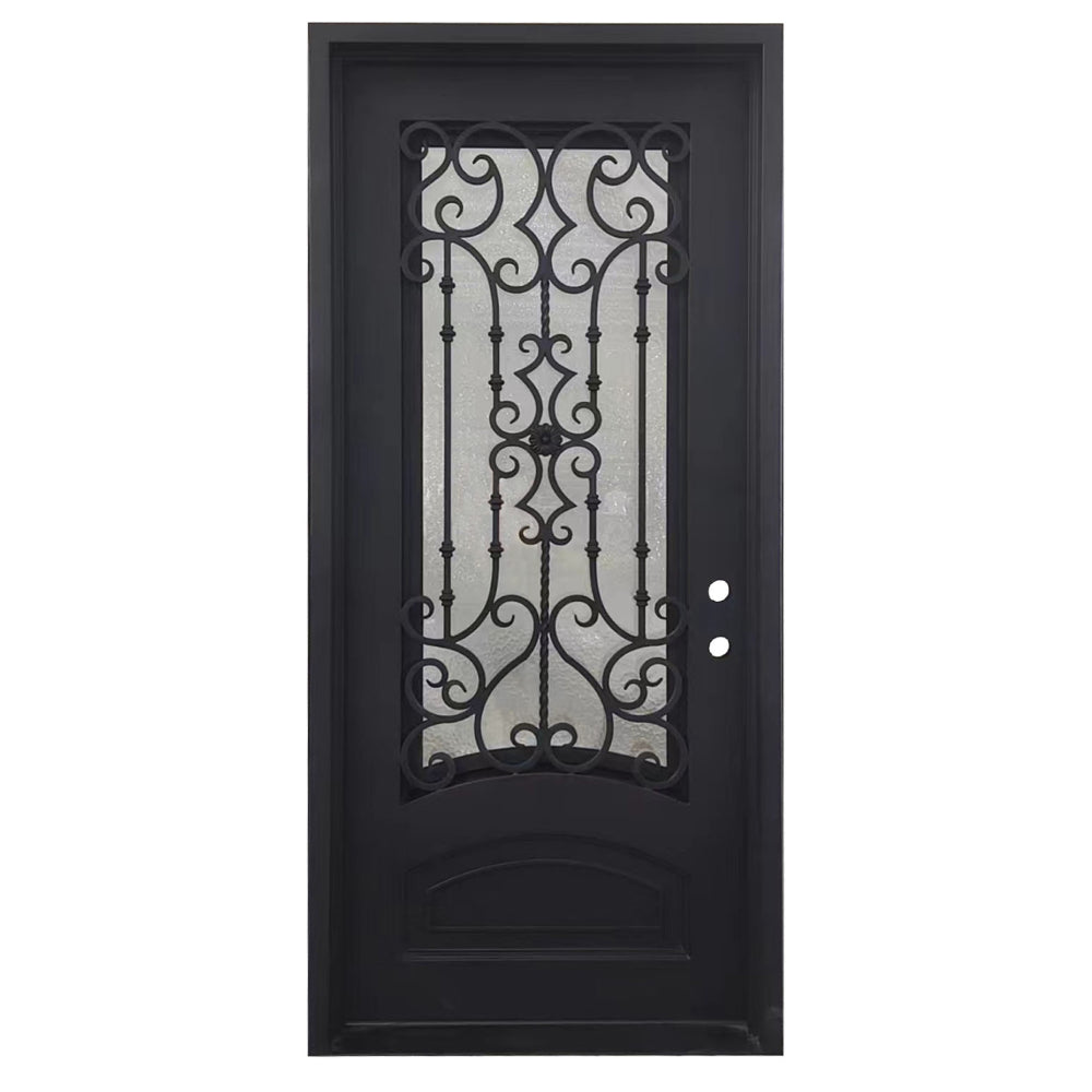 Puerta exterior de hierro forjado cuadrada Audrey de 3/6 x 8/0