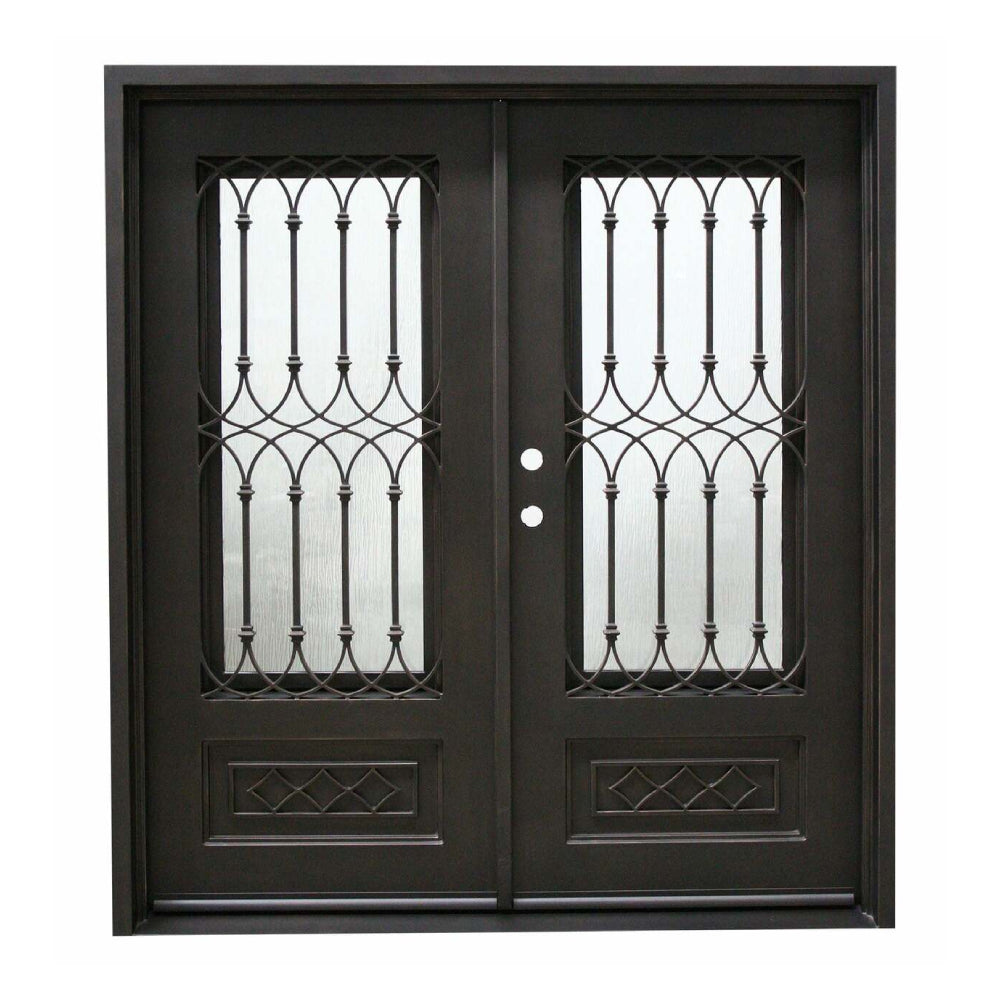 Bella 6 ft. x 6 ft. 8 in. Double Wrought Iron Prehung Front Door