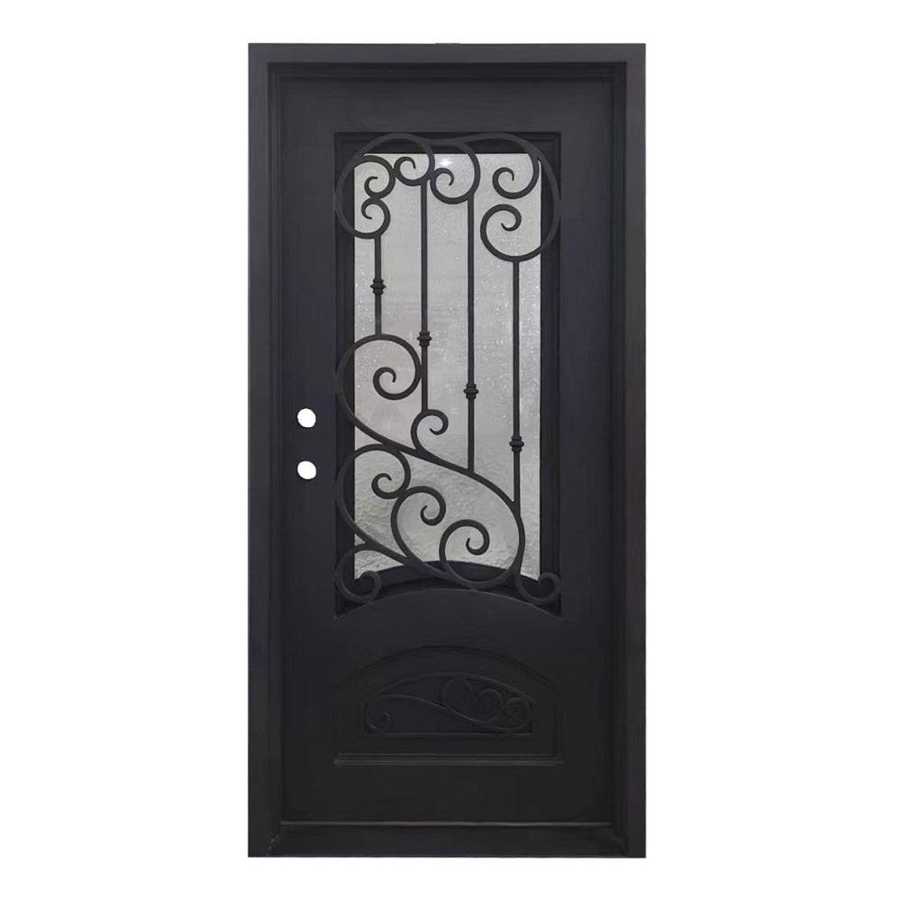 Bette 3/0x6/8 Bronze Exterior Wrought Iron Prehung Single Door