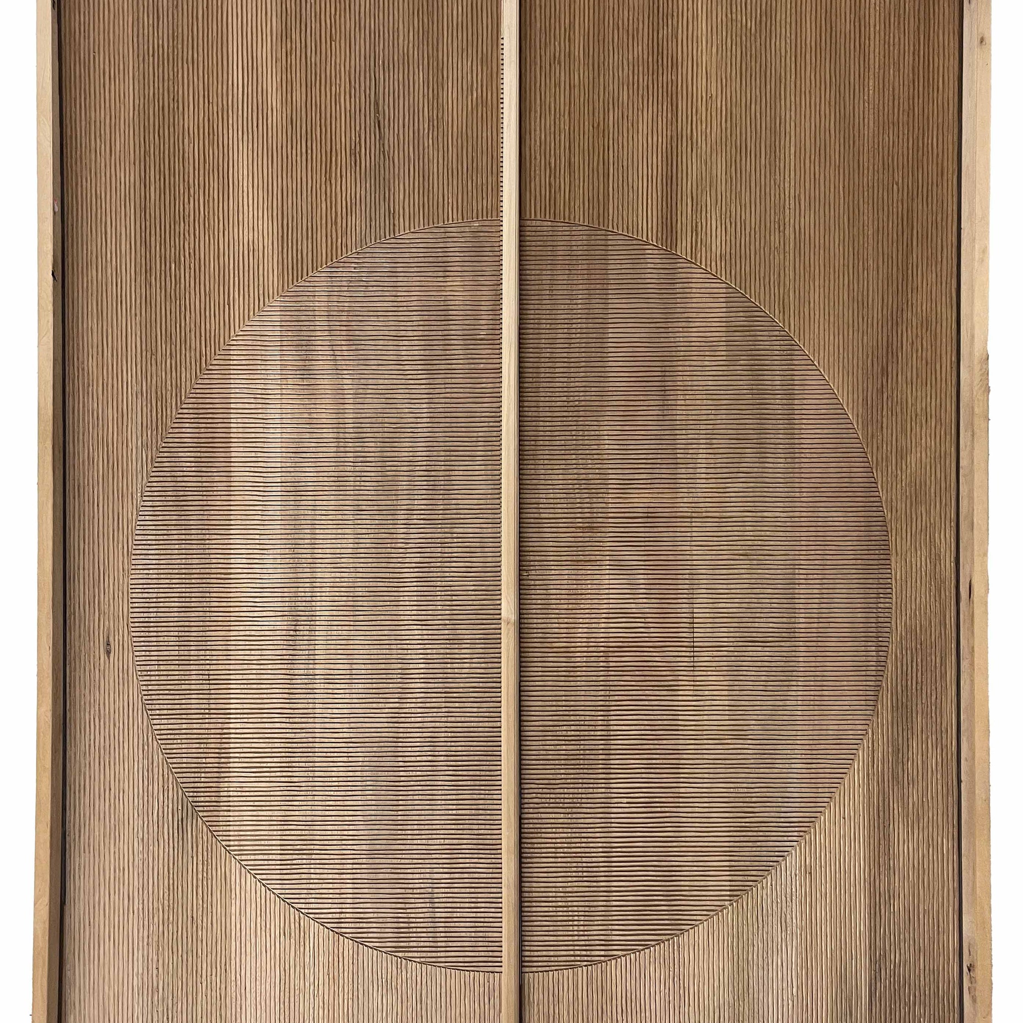 6 ft. 2 in. x 8 ft. Double Exterior Mahogany Door Slab with Circle Carving