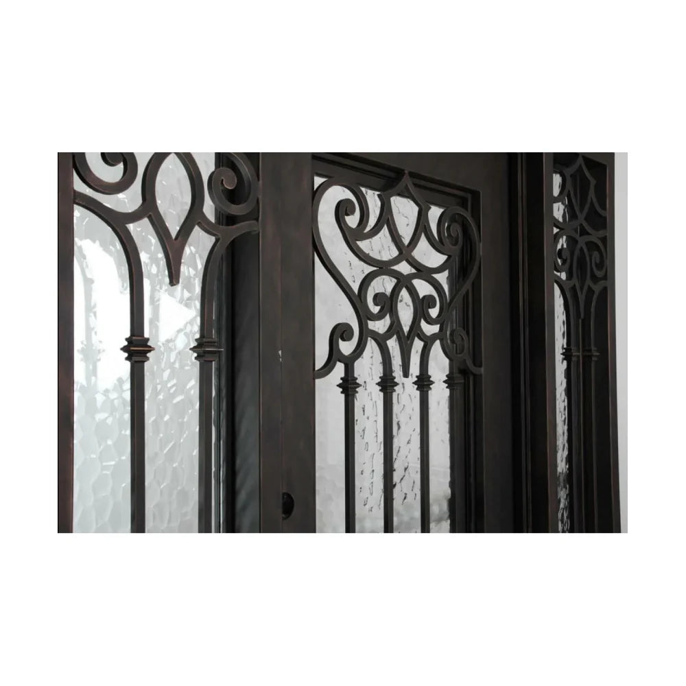 Carmen 5/9x6/8 Wrought Iron Prehung Front Door With Sidelites