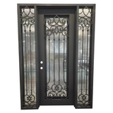 Carmen 5/9x8/0 Square Exterior Wrought Iron Prehung Double Door