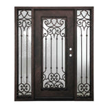 Carmen 5 ft. 9 in. x 6 ft. 8 in. Wrought Iron Prehung Front Door with Sidelites