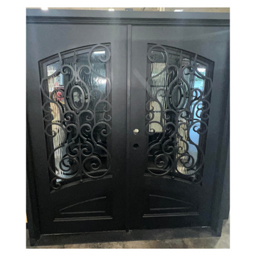 Puerta simple precolgada de hierro forjado doble mate de 6 pies x 6 pies 8 pulgadas, modelo Cielo