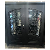 Cielo 6 ft. x 6 ft. 8 in. Matte Double Wrought Iron Prehung Single Door