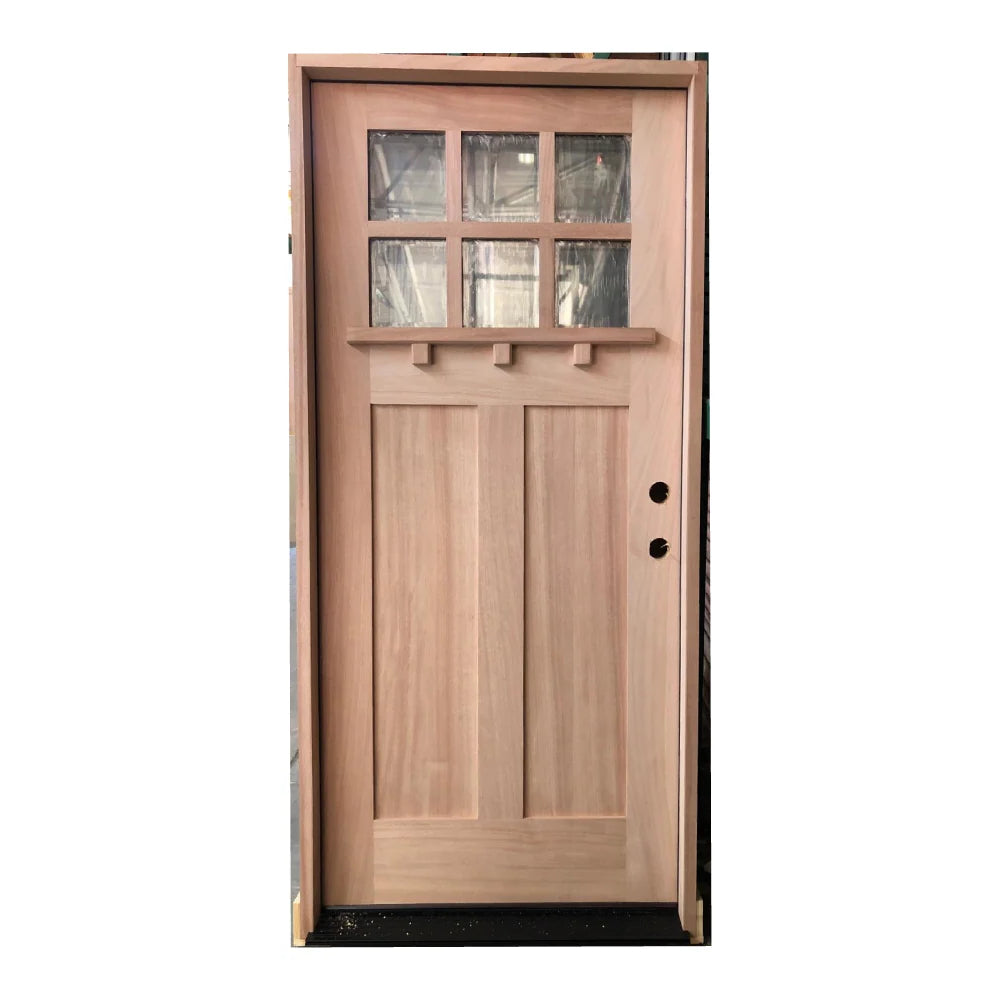 Crafstman 6 Lite 3/0x6/8 Exterior Mahogany Prehung Door with Shelf
