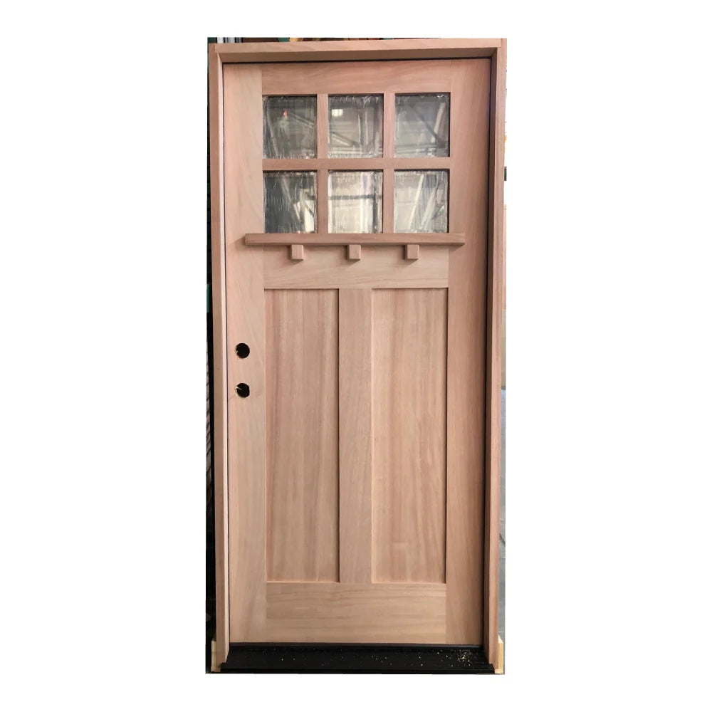 Crafstman 6 Lite 3/0x6/8 Exterior Mahogany Prehung Door with Shelf