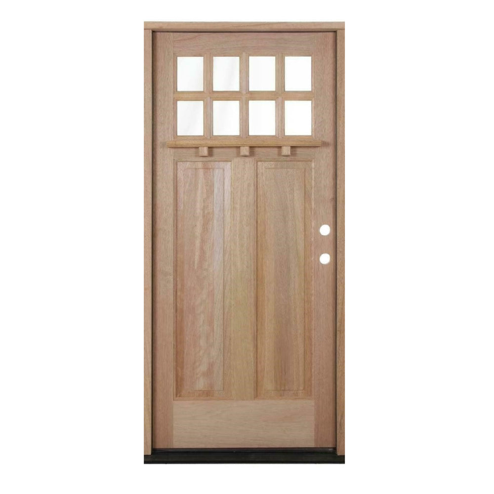 Puerta precolgada exterior de caoba Craftsman 8 Lite Dentil de 3 pies x 6 pies 8 pulgadas