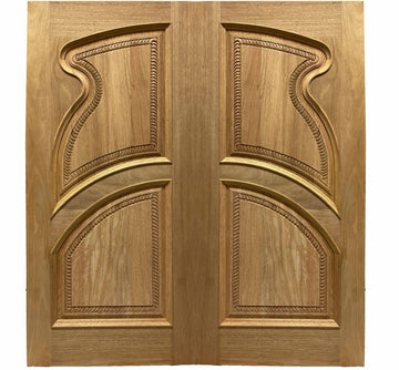 6 ft. x 6 ft. 8 in. Double Mahogany Exterior Door Slab with Carvings
