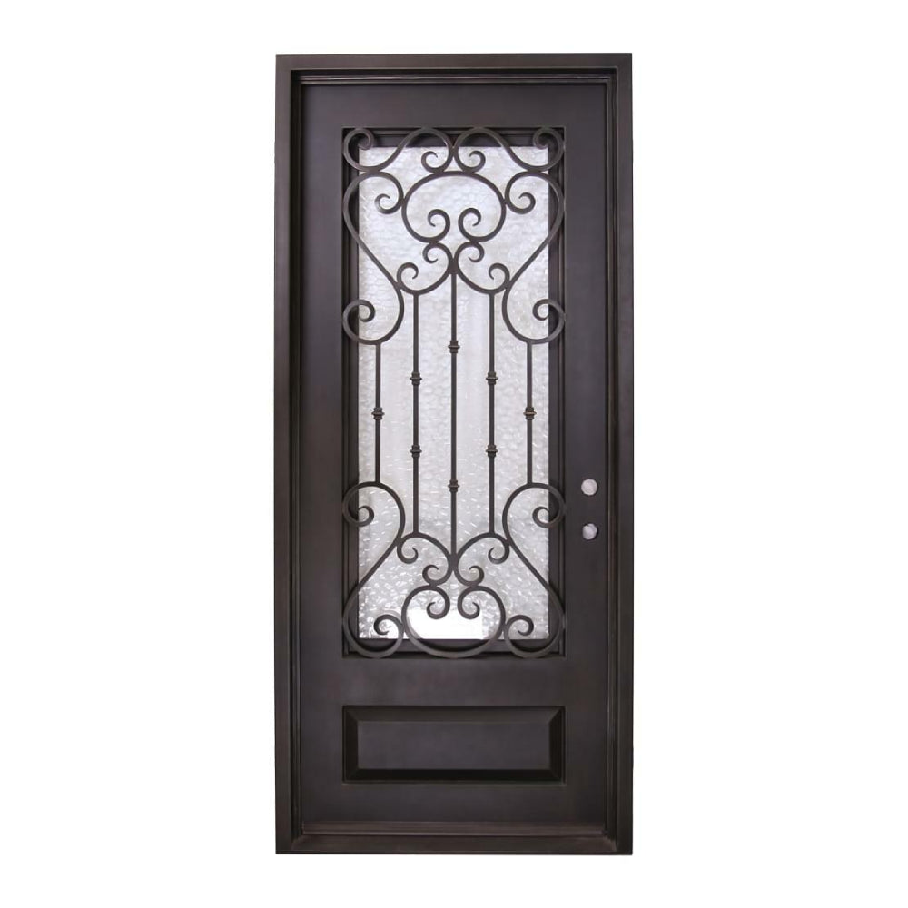 Puerta de entrada precolgada de hierro forjado de 3 pies y 6 pulgadas x 8 pies de Dallas