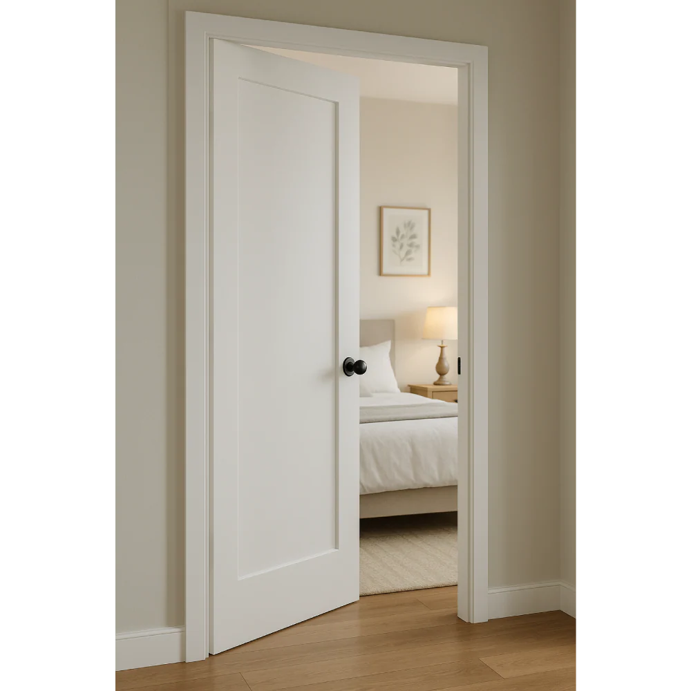 32 in. x 6ft 8in. White Shaker 1-Panel Solid Core Primed MDF Interior Door Slab