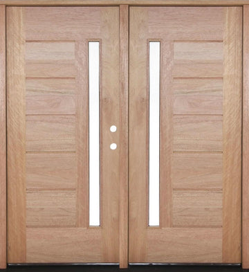 6 ft. x 6ft 8 in Exterior Mahogany Prehung Double Door | 1 Lite