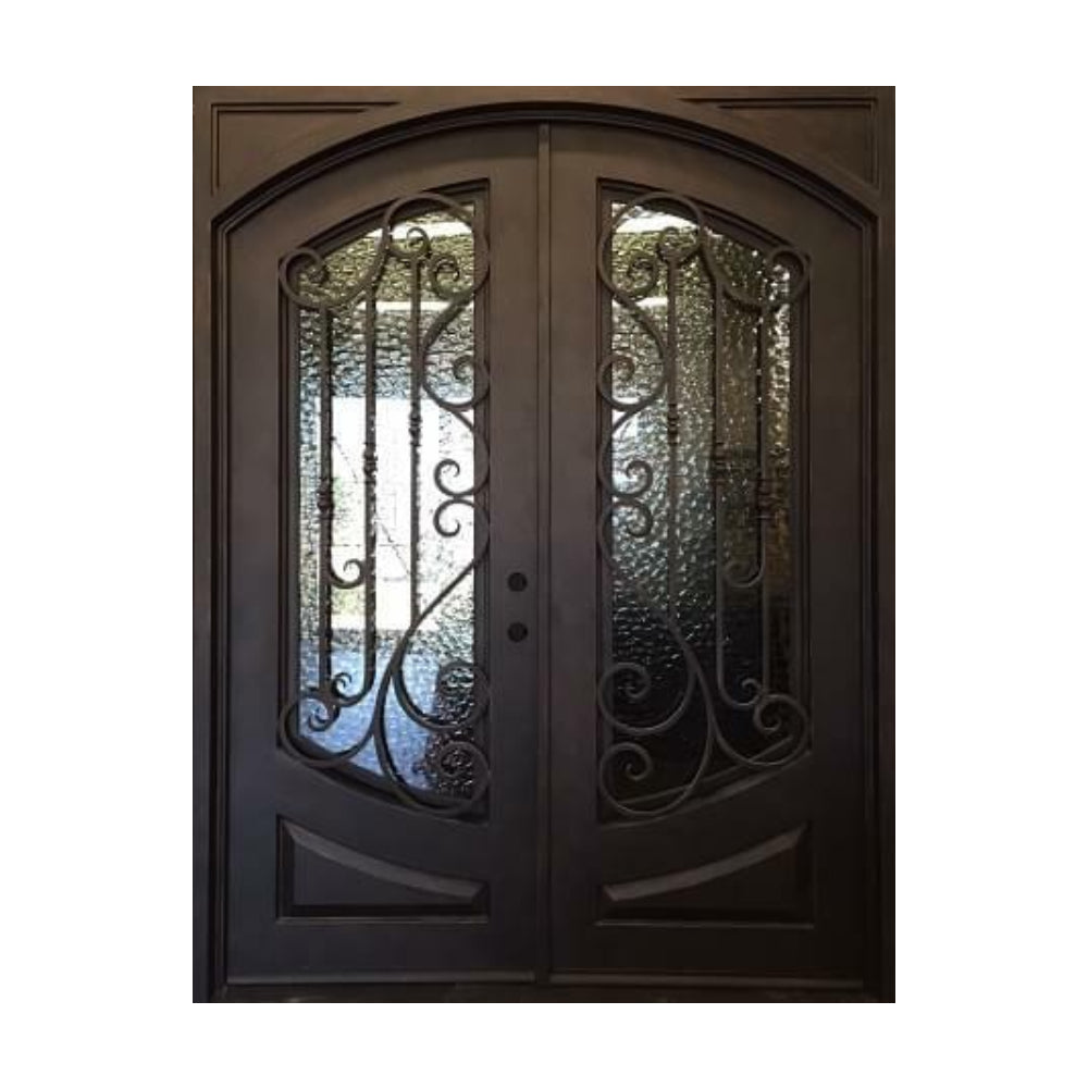 Elina 6 ft. x 8 ft. Square Exterior Wrought Iron Prehung Double Door