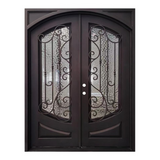 Puerta doble precolgada de hierro forjado para exterior cuadrada Elina de 6 pies x 8 pies