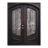 Puerta doble precolgada de hierro forjado para exterior cuadrada Elina de 6 pies x 8 pies