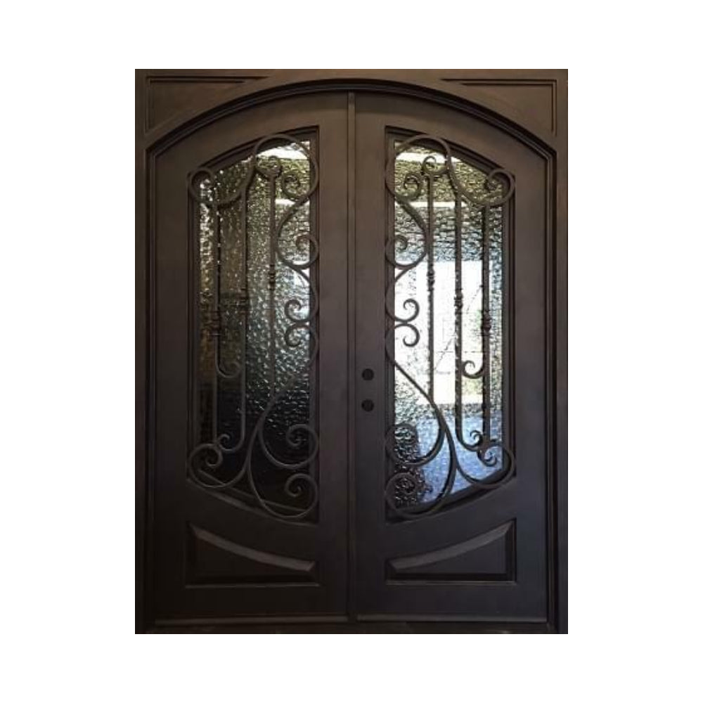 Elina 6 ft. x 8 ft. Square Exterior Wrought Iron Prehung Double Door