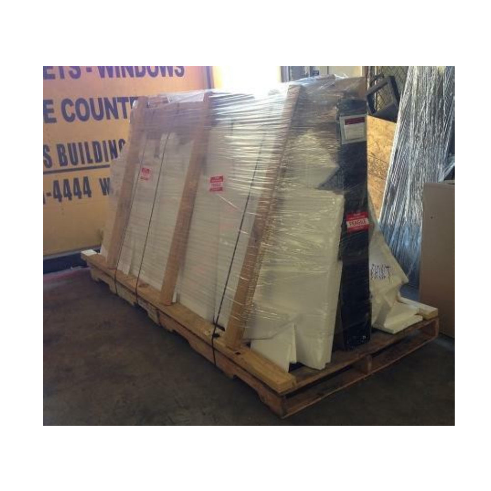 Puerta de entrada precolgada de hierro forjado simple Fleur De Lis de 3 pies x 6 pies 8 pulgadas