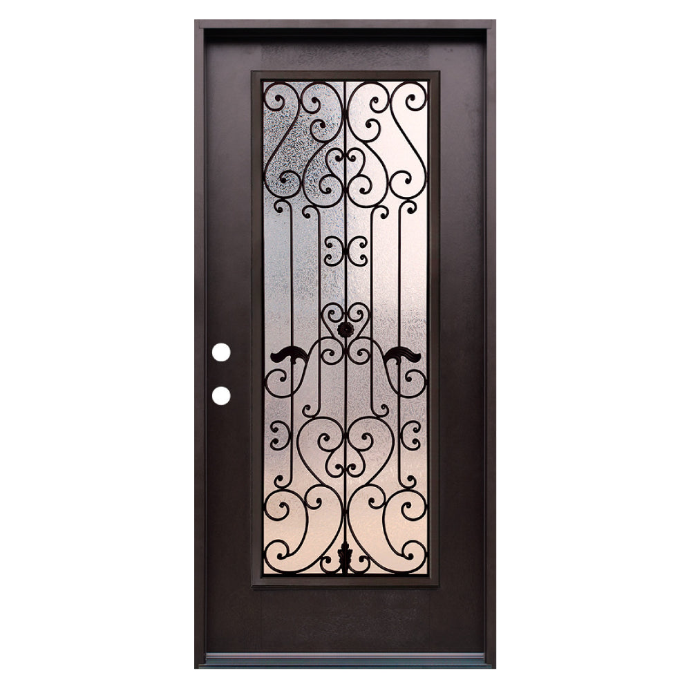 Hestia 3/0x6/8 Single Prehung Fiberglass Door in Dark Walnut