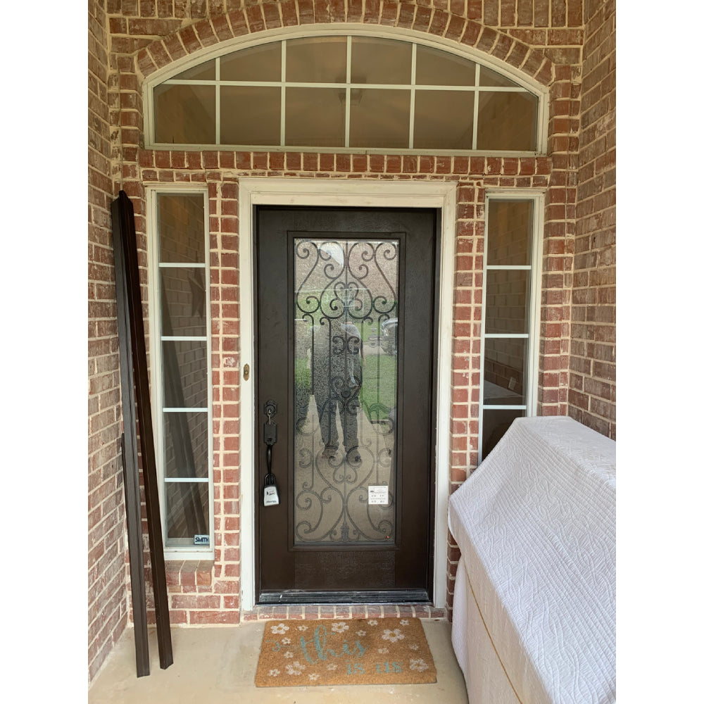 Hestia 3/0x6/8 Single Prehung Fiberglass Door in Dark Walnut