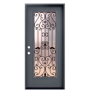 Hestia 3/0x6/8 Single Prehung Fiberglass Door in Grey