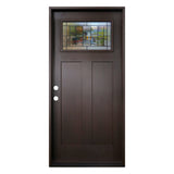 Hometown 3/0x6/8 Single Prehung Fiberglass Door in Dark Walnut