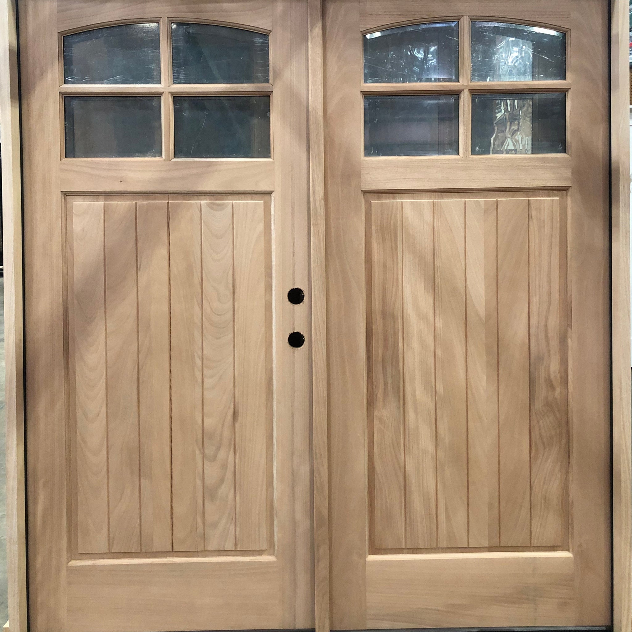 6/0x6/8 Exterior Wood Prehung Double Door | 4 Lite Eyebrow