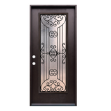 Jupiter 3/0x6/8 Prehung Prefinished Fiberglass Door in Dark Walnut