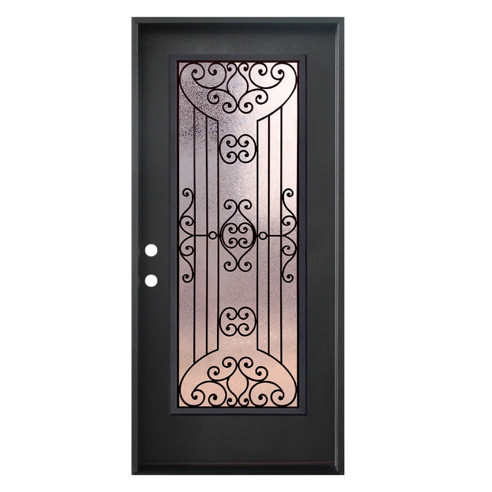 Jupiter 3/0x6/8 Single Prehung Fiberglass Door in Black