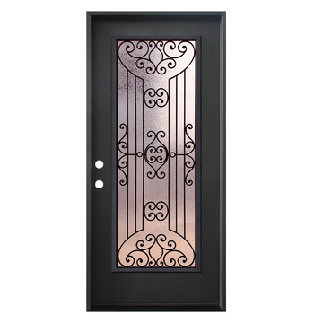Jupiter 3/0x6/8 Single Prehung Fiberglass Door in Black