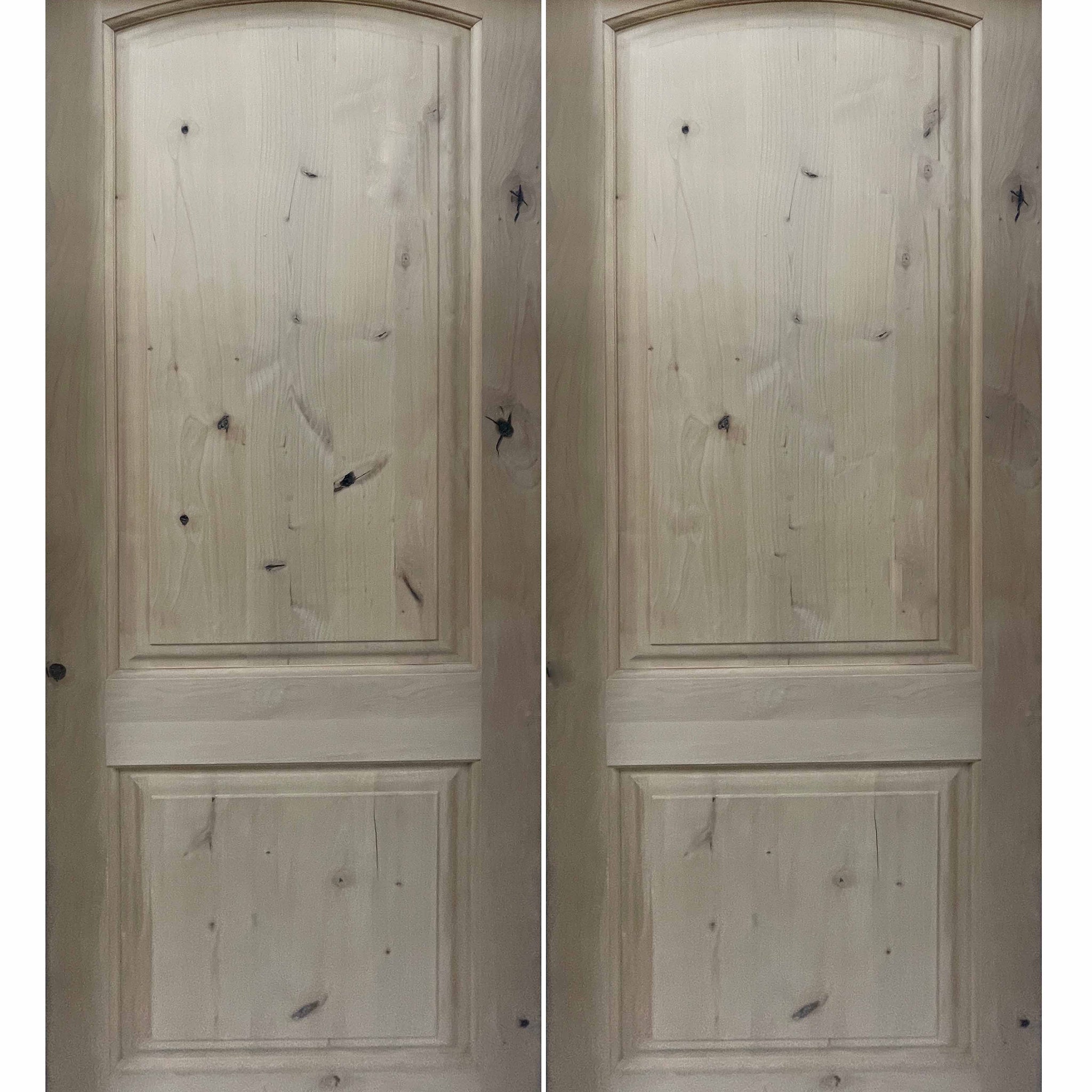 6 ft. x 8 ft. Pre-Hung Double Exterior Knotty Alder 2 Panel Arched Door