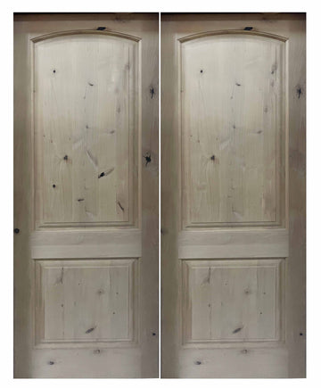 6 ft. x 8 ft. Pre-Hung Double Exterior Knotty Alder 2 Panel Arched Door