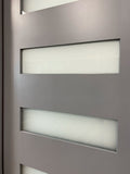36 in. x 80 in. 5-Lite Shaker, Acid Etch Painted Gray Prehung Fiberglass Exterior Door with Brickmold