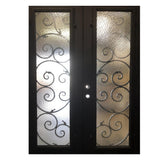 Lily 6/0x8/0 Exterior Wrought Iron Prehung Double Door