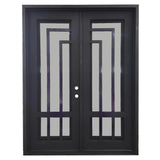 Oslo 6/0x8/0 Square Exterior Wrought Iron Prehung Double Door